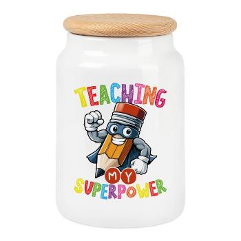  Lehre Mein Superkraft-bleistift-held Pädagogen - Keksdose mit Holzdeckel - Weiß - Vorne