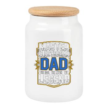 Master Electrician Dad The Electrical Technician - Cookie Jar with Wooden Lid - white - Front