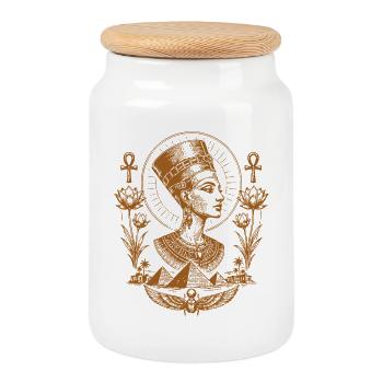 Reine Néfertiti - Boîte à biscuits avec couvercle en bois - blanc - Devant