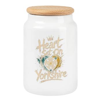 Le cœur fixé sur le Yorkshire - Boîte à biscuits avec couvercle en bois - blanc - Devant