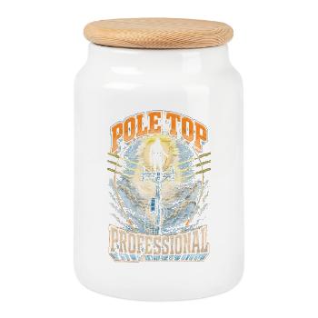 Leitungsmonteur Pole Top Professional - Keksdose mit Holzdeckel - Weiß - Vorne