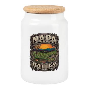 Cave dans la Napa Valley - Boîte à biscuits avec couvercle en bois - blanc - Devant