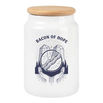 Breakfast Bacon Of Hope Funny Brunch Coffee - Cookie Jar with Wooden Lid - white - Front