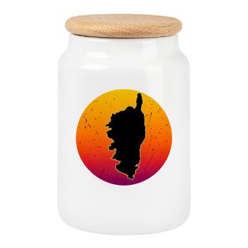 Die Insel Korsika Retro Sunset Kreis Frankreich - Keksdose mit Holzdeckel - Weiß - Vorne