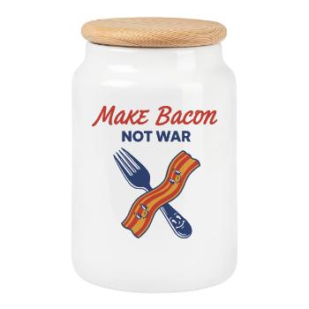 Breakfast Bacon Make Bacon Not War Brunch Coffee - Cookie Jar with Wooden Lid - white - Front