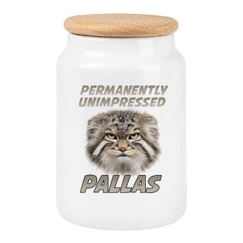 Pallas Cat Manul Kaffee Motiv | Grumpy Wildkatze  - Boîte à biscuits avec couvercle en bois - blanc - Devant