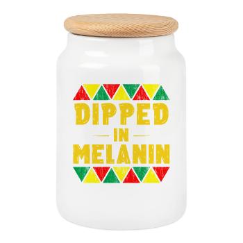 Dipped In Melanin Proud Black Queen Excellence - Cookie Jar with Wooden Lid - white - Front