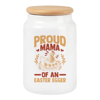 Chicken Mother Mom Rooster Flock Poultry Farmer - Keksdose mit Holzdeckel - Weiß - Vorne