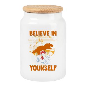 Farmer Rooster Flock Poultry Chicken - Keksdose mit Holzdeckel - Weiß - Vorne