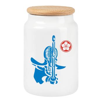 Kendo & Mon Wappen - Keksdose mit Holzdeckel - Weiß - Vorne