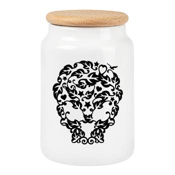 the flourish skull - Boîte à biscuits avec couvercle en bois - blanc - Devant