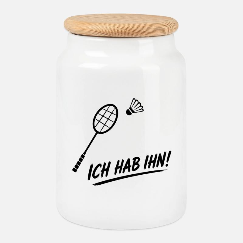 Badminton Spruch - Keksdose mit Holzdeckel - Weiß
