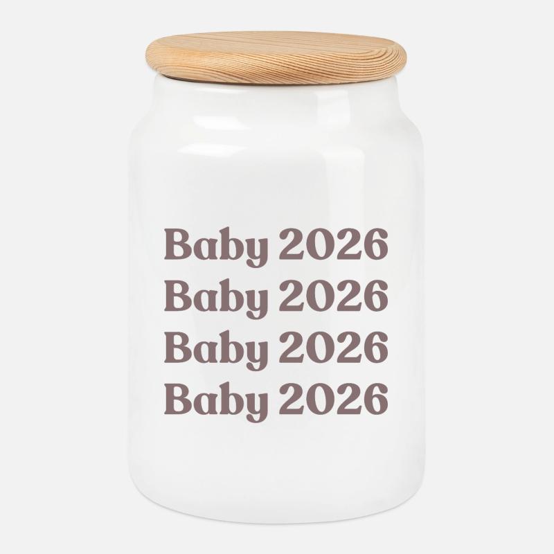 Baby 2026 - Cookie Jar with Wooden Lid - white