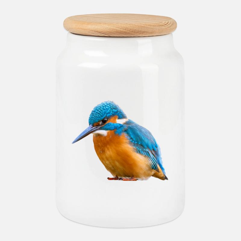 Eisvogel Kingfisher Alcedo Atthis Vogel Natur - Keksdose mit Holzdeckel - Weiß
