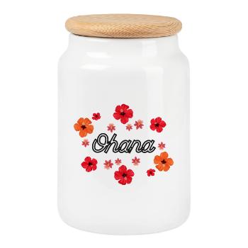 Ohana, means family - Cookie Jar with Wooden Lid - white - Front
