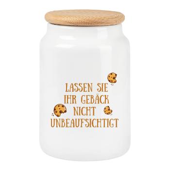 Cookies Cookies Biscuits - Cookie Jar with Wooden Lid - white - Front