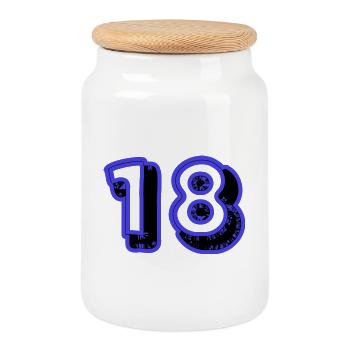 ANNIVERSARY. HAPPY BIRTHDAY. HAPPY BIRTHDAY. - Cookie Jar with Wooden Lid - white - Front