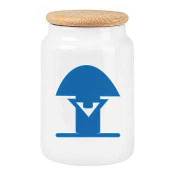 Icône du Champignon Bleu - Boîte à biscuits avec couvercle en bois - blanc - Devant