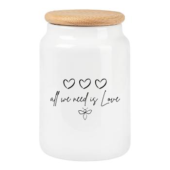 love - Cookie Jar with Wooden Lid - white - Front