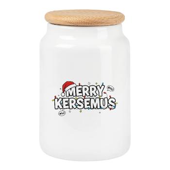 Merry Kersemus Christmas Rotterdam - Cookie Jar with Wooden Lid - white - Front