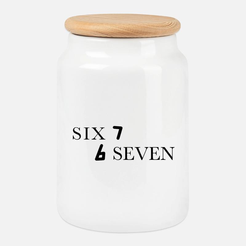 Six Seven 67 Meme Sechs Sieben - Keksdose mit Holzdeckel - Weiß