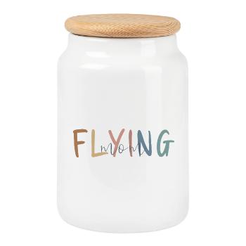 Flugbegleiter Geschenk - Muttertag Geschenk - Keksdose mit Holzdeckel - Weiß - Vorne