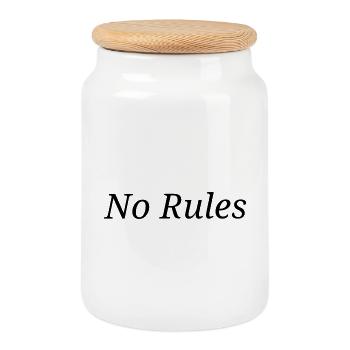 no rules - Cookie Jar with Wooden Lid - white - Front