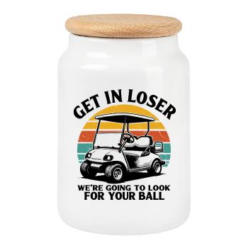 Get In Loser We're Going To Look For Your Ball - Keksdose mit Holzdeckel - Weiß - Vorne