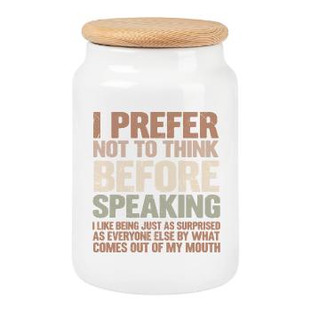 Lustiges Statement Design – Humor für den Alltag - Keksdose mit Holzdeckel - Weiß - Vorne