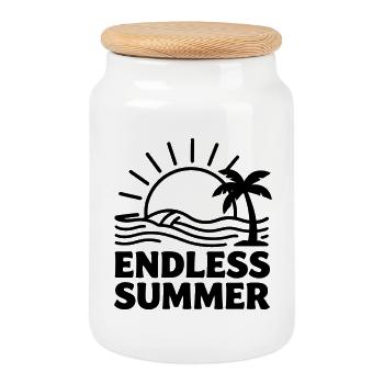 Endloser Sommer Palmen Wellen - Keksdose mit Holzdeckel - Weiß - Vorne