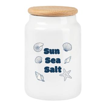 Sun Sea Salt Beach Ocean Coastal Summer Design - Boîte à biscuits avec couvercle en bois - blanc - Devant