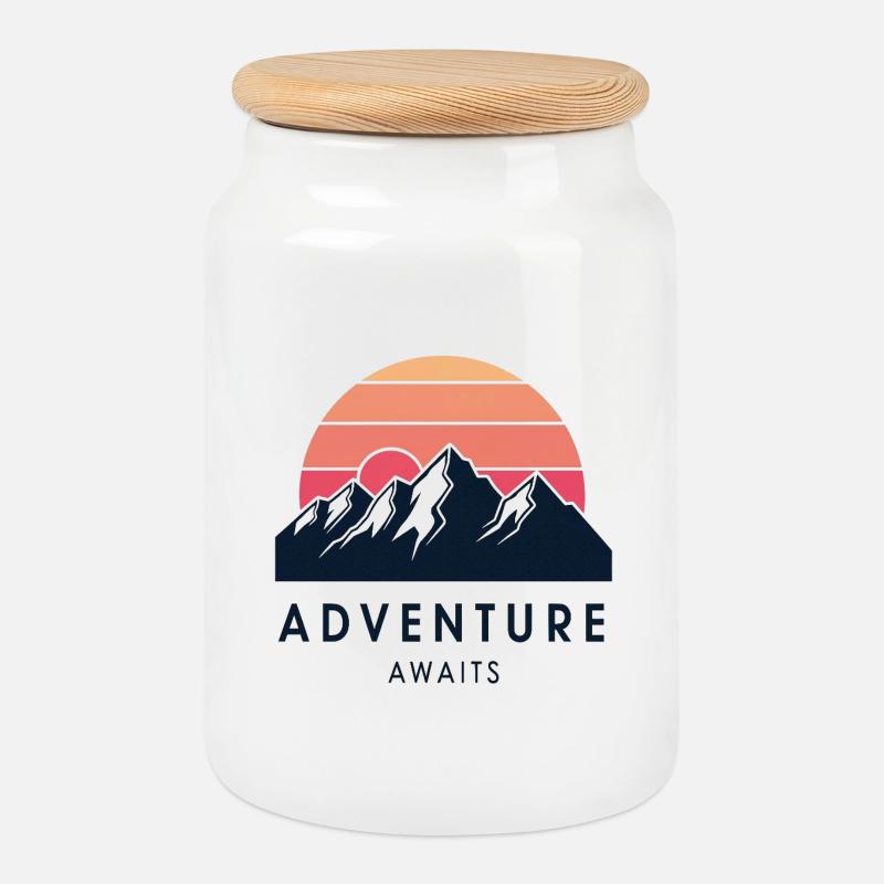 Adventure awaits - Keksdose mit Holzdeckel - Weiß