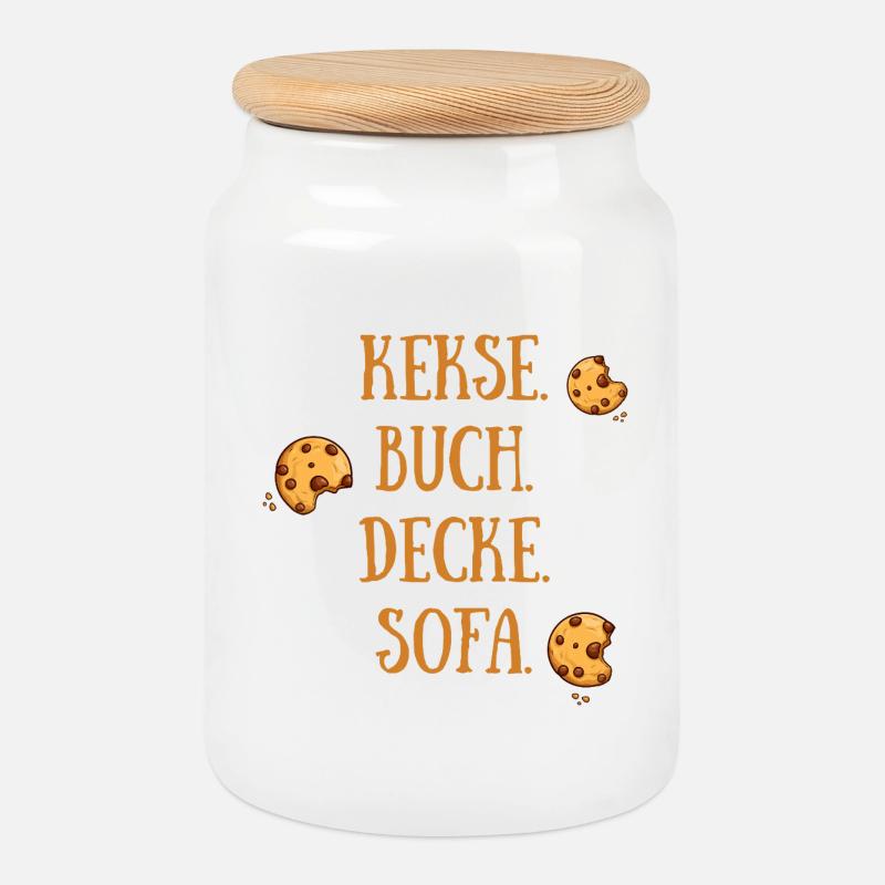 Kekse Buch Decke Sofa - Keksdose mit Holzdeckel - Weiß