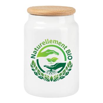 Mains Protègent Germe Vert - Boîte à biscuits avec couvercle en bois - blanc - Devant