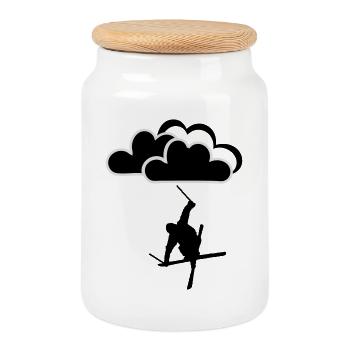 Freestyler avec nuages - Boîte à biscuits avec couvercle en bois - blanc - Devant