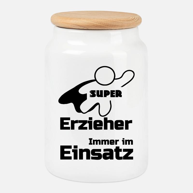 Super Erzieher Geschenk - Keksdose mit Holzdeckel - Weiß