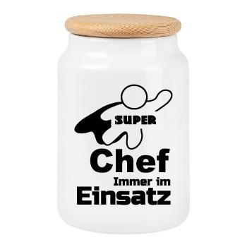 Super Chef Geschenk - Keksdose mit Holzdeckel - Weiß - Vorne