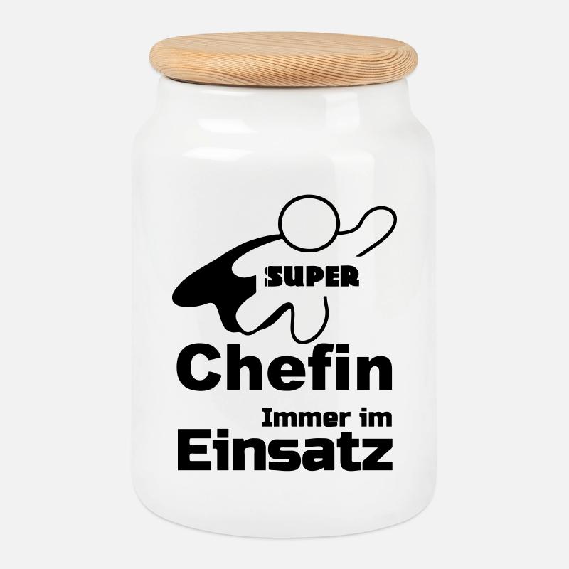 Super Chefin Geschenk - Keksdose mit Holzdeckel - Weiß