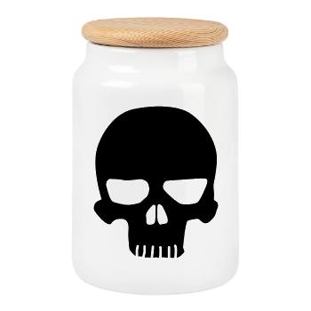 Skull original - Cookie Jar with Wooden Lid - white - Front
