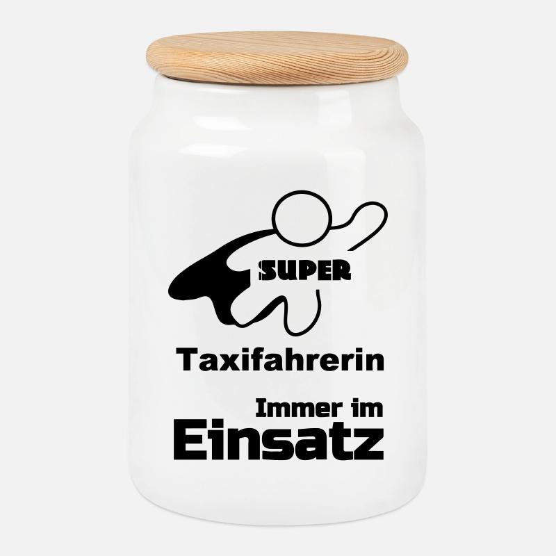 Super Taxifahrerin Geschenk - Keksdose mit Holzdeckel - Weiß