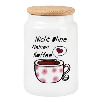 Nicht Ohne meinen Kaffee - Keksdose mit Holzdeckel - Weiß - Vorne
