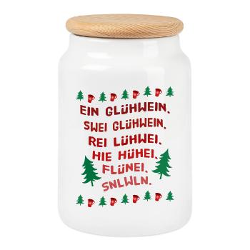 Ein Glühwein swei Glühwein Trinkspruch Weihnachten - Keksdose mit Holzdeckel - Weiß - Vorne