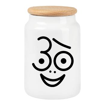 Juhu 30 years! - Cookie Jar with Wooden Lid - white - Front