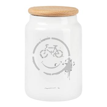 Bike Man - Boîte à biscuits avec couvercle en bois - blanc - Devant