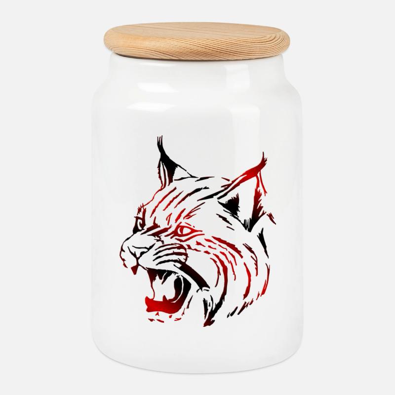 Luchs (03) - Keksdose mit Holzdeckel - Weiß