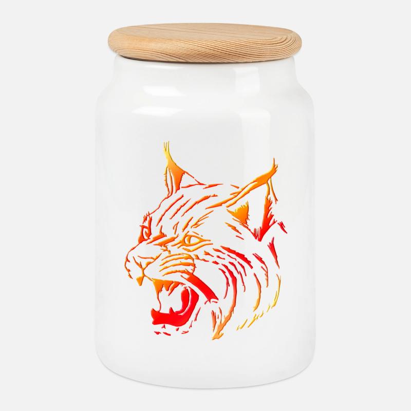 Luchs (01) - Keksdose mit Holzdeckel - Weiß