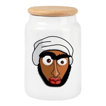Muslim - Cookie Jar with Wooden Lid - white - Front