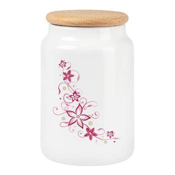 Florale Ranke Blumen Blüten Sommer Blumenranke - Keksdose mit Holzdeckel - Weiß - Vorne