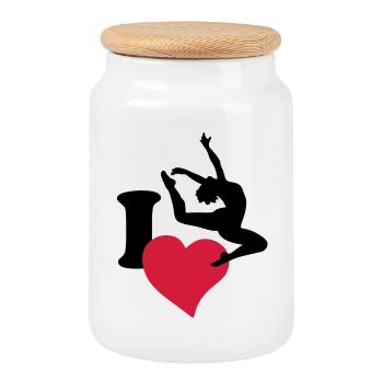I love to dance - Cookie Jar with Wooden Lid - white - Front