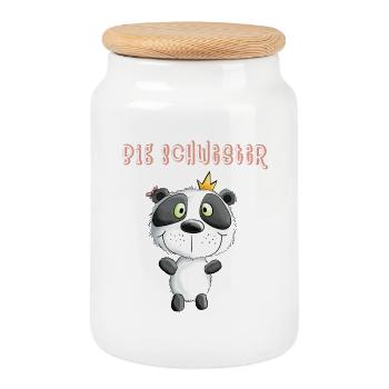 Big Schwester Panda Bär Prinzessin - Keksdose mit Holzdeckel - Weiß - Vorne